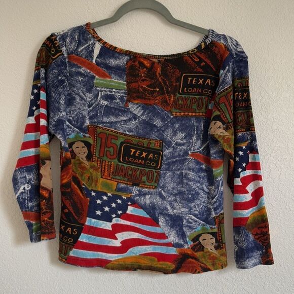 Texas Jackpot y2k graphic crop tee 3/4 sleeve - Picture 6 of 11